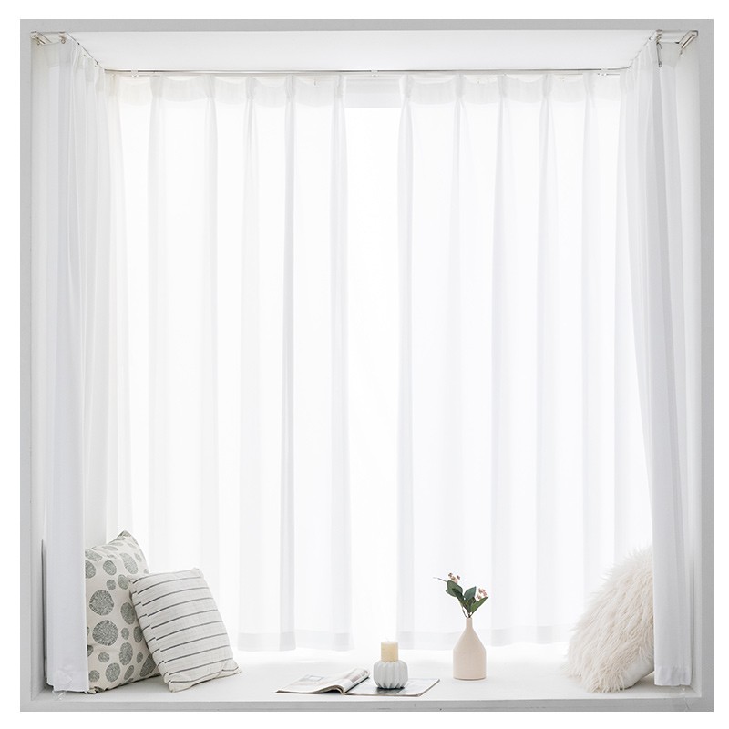 喜家隆(hey kalo)飘窗窗帘u型飘窗帘窗纱透光不透人免打孔自贴粘式轨