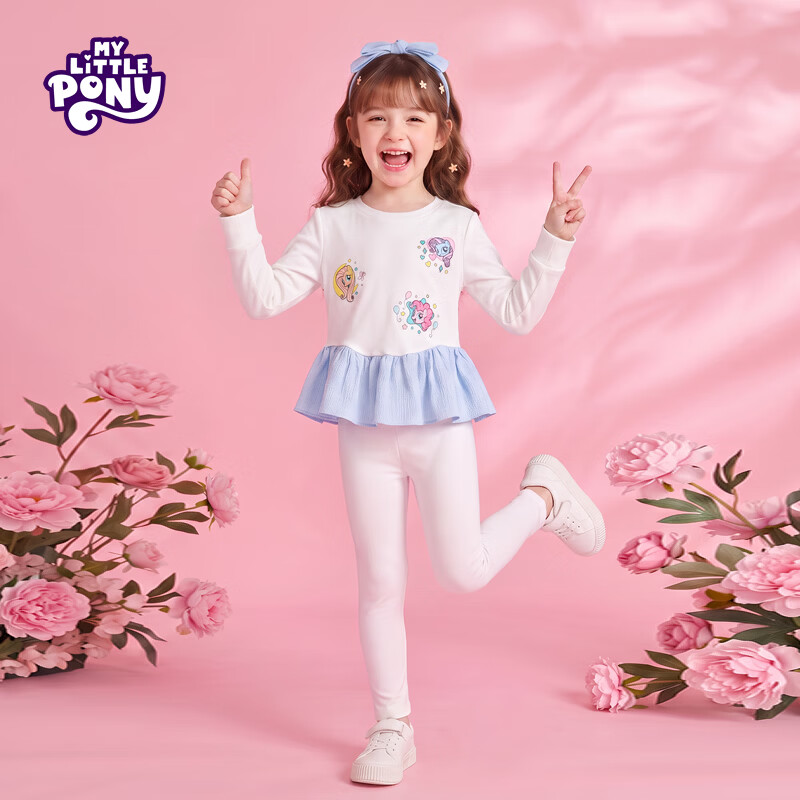 小马宝莉(MY LITTLE PONY)春秋新品可爱中大女童小孩子裙摆打底卫衣上衣外穿 蓝色 140 140/68