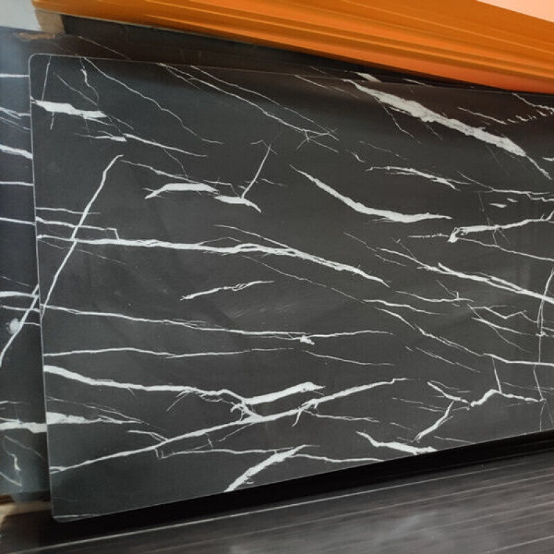 酷诺菲定制长方形木板桌面餐台面板木板片实木板桌子台面 黑色仿大理石色 长120宽60 厚2.3厘米定制