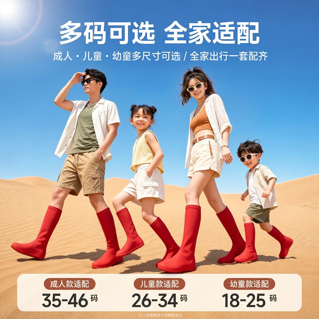 沙漠防沙鞋套西北户外徒步旅游专用透气防滑鸣沙山响沙湾成人脚套 中国红【成人35-44码】高弹耐磨-密度大更防沙