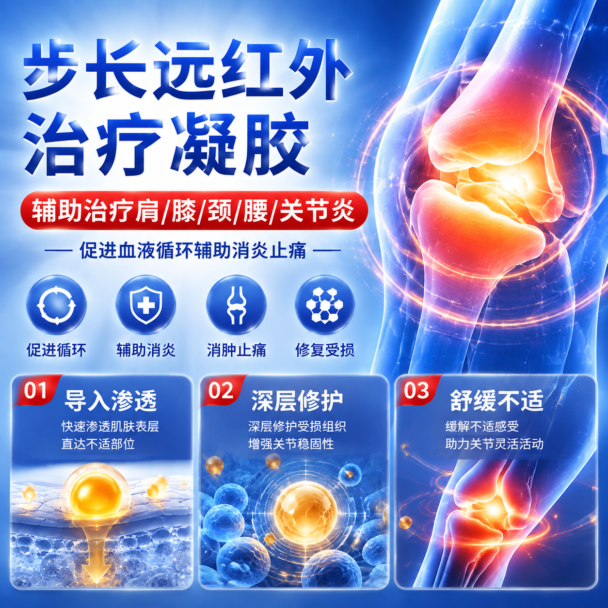 步长医用远红外治疗凝胶膏关节膝盖疼痛膏药腰肌劳损腰椎间盘突出专用 远红外治疗凝胶 1个*1盒