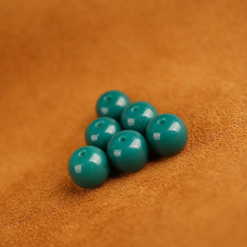 豪珠 8-10-12-13mm绿色琉璃老型珠配珠散珠精品绿松石色配珠散珠古法