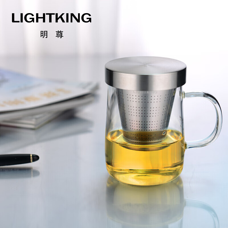 明尊泡茶杯 玻璃茶具杯水杯花茶杯 过滤耐热带盖水杯 明尊sg-01【410