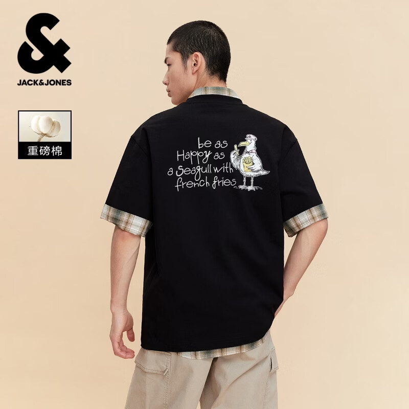 杰克·琼斯(JACK&JONES)夏季短袖男士T恤合集 226201110E40黑色 S (170) 京东折扣/优惠券