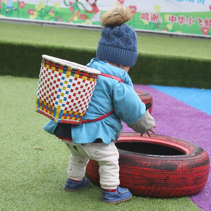 逐月小背篓 儿童小孩玩具塑料背篓 舞蹈道具彩色采摘收纳游戏背篼篓