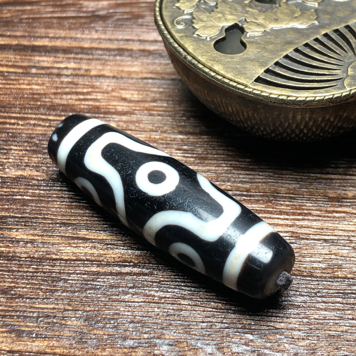 台湾聚缘天珠 古法系列 纯手工十字六眼藏传玛瑙 项链吊坠 锁骨链