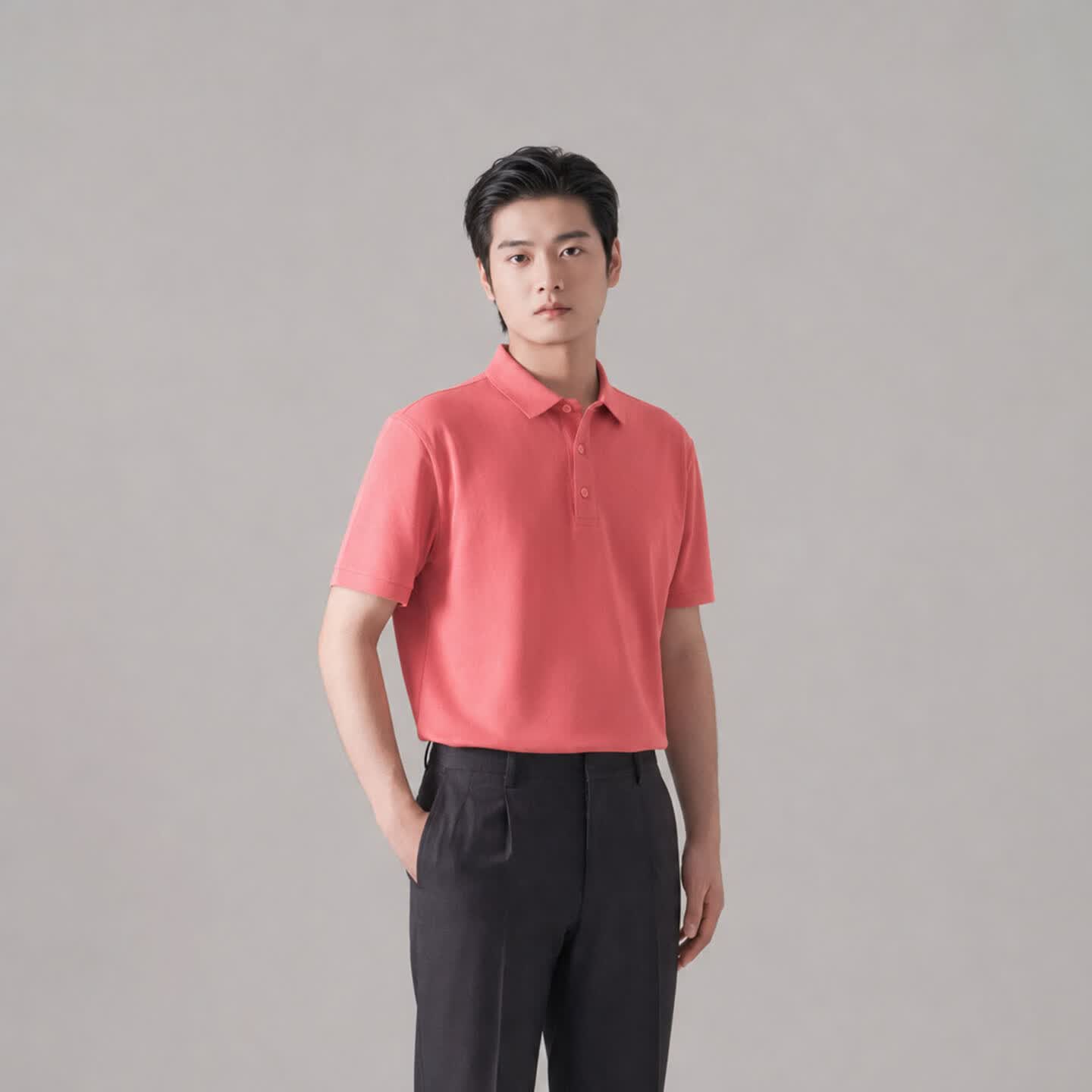众西男士冰丝POLO衫2026夏季新款翻领凉感透气纯色速干短袖T恤薄 橙红色 5XL 推荐高180-215cm/重100-110kg