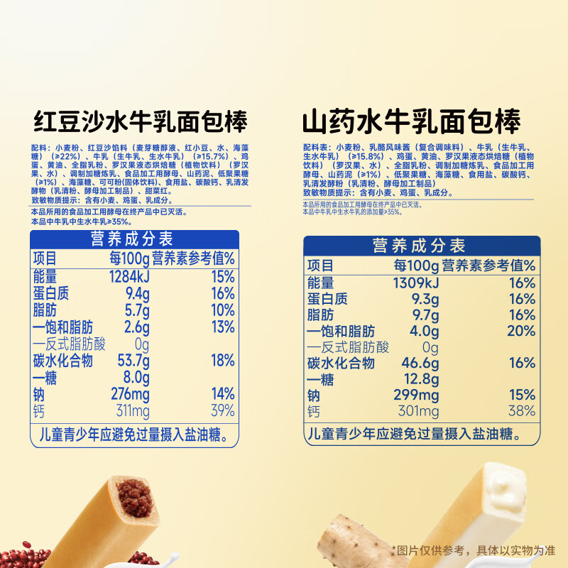 小鹿蓝蓝磨牙棒 DHA高钙水牛乳注心面包棒 醇正奶香松软有料 特添山药泥 【30天鲜】山药水牛乳面包棒1箱/260g