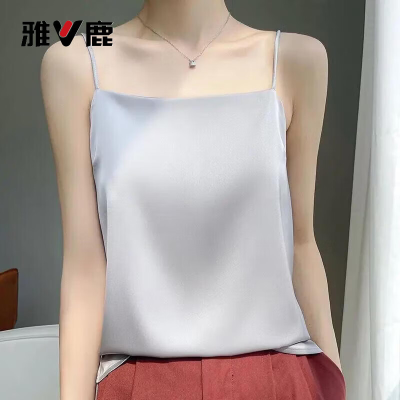 雅鹿2026夏季吊带女士夏季西装女内白色美背缎面气质醋酸打底上衣背心 香槟色工厂直发 XL 115-130120-135