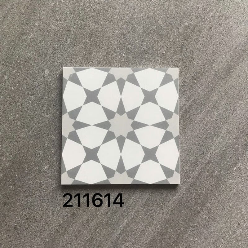 GJXBP廠家直銷灰白花磚200仿古客廳地磚衛(wèi)生間瓷磚花片復(fù)古藝術(shù)小花磚 211614