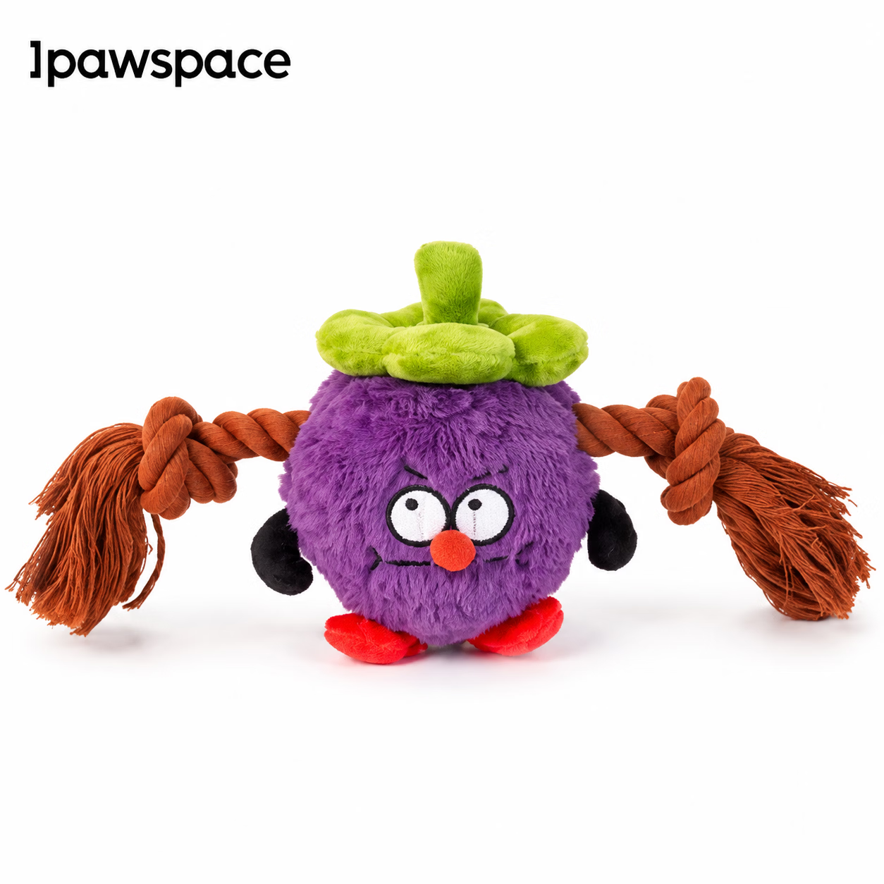 IPAWSPACE狗狗玩具水果发声玩具绳结互动磨牙解闷宠物玩具 【山竹】紫色水果发声绳结玩具