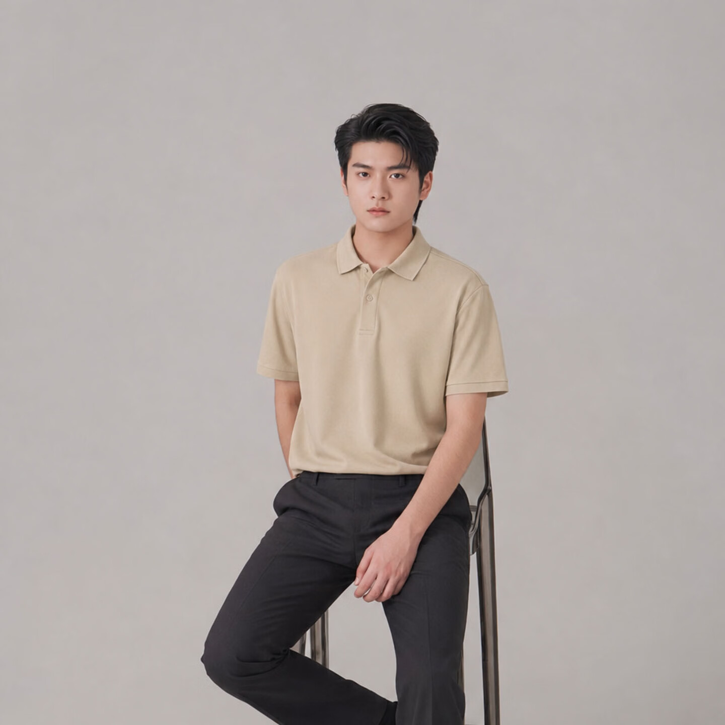 众西男士冰丝POLO衫2026夏季新款翻领凉感透气纯色速干短袖T恤薄 橙红色 5XL 推荐高180-215cm/重100-110kg