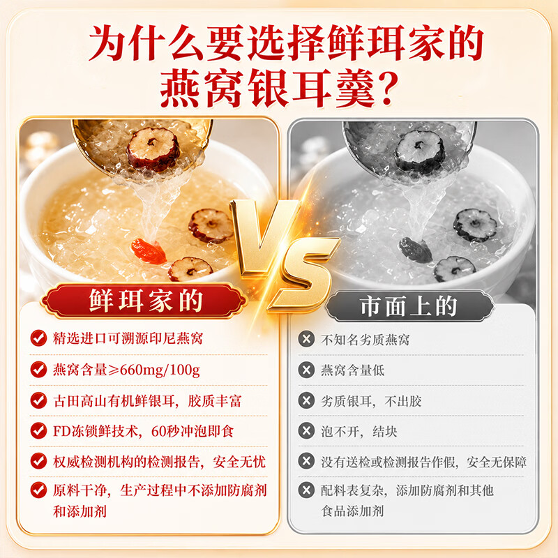 鲜珥家玫瑰桃子燕窝银耳羹60秒冲泡即食燕窝饮免煮营养代餐多胶送礼礼盒 玫瑰桃桃燕窝饮【2盒】 15g*12包