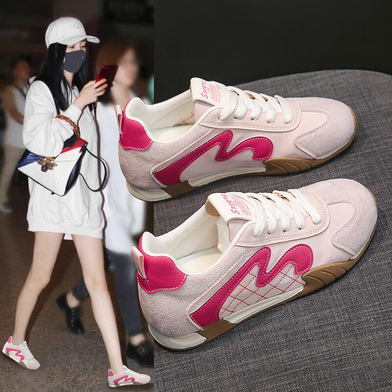 意尔康王子杨幂同款德训鞋女2026秋季新款厚底显脚小运动鞋34码复古阿甘板鞋 久走不累脚女鞋红色 40