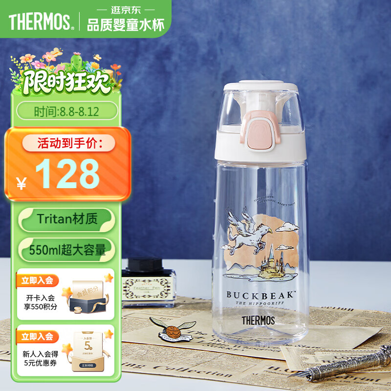 膳魔师（THERMOS）儿童水杯Tritan夏季直饮杯学生杯带提手户外便携运动杯TCSK