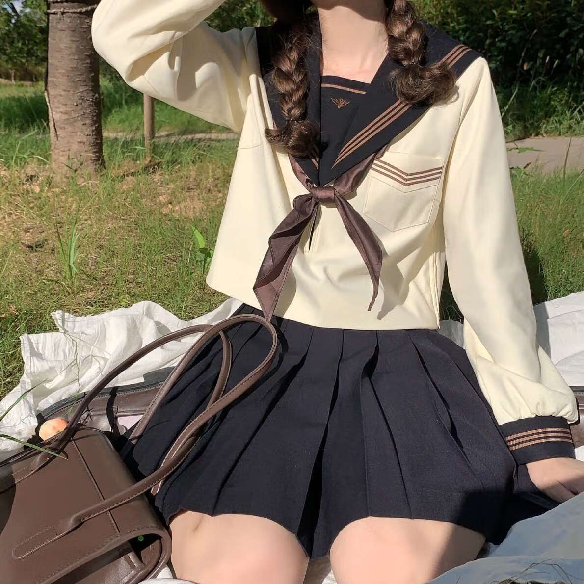 nlmcjk套装月野house茶羽中jk制服短裙长袖上衣日系学生装水手服女 绀