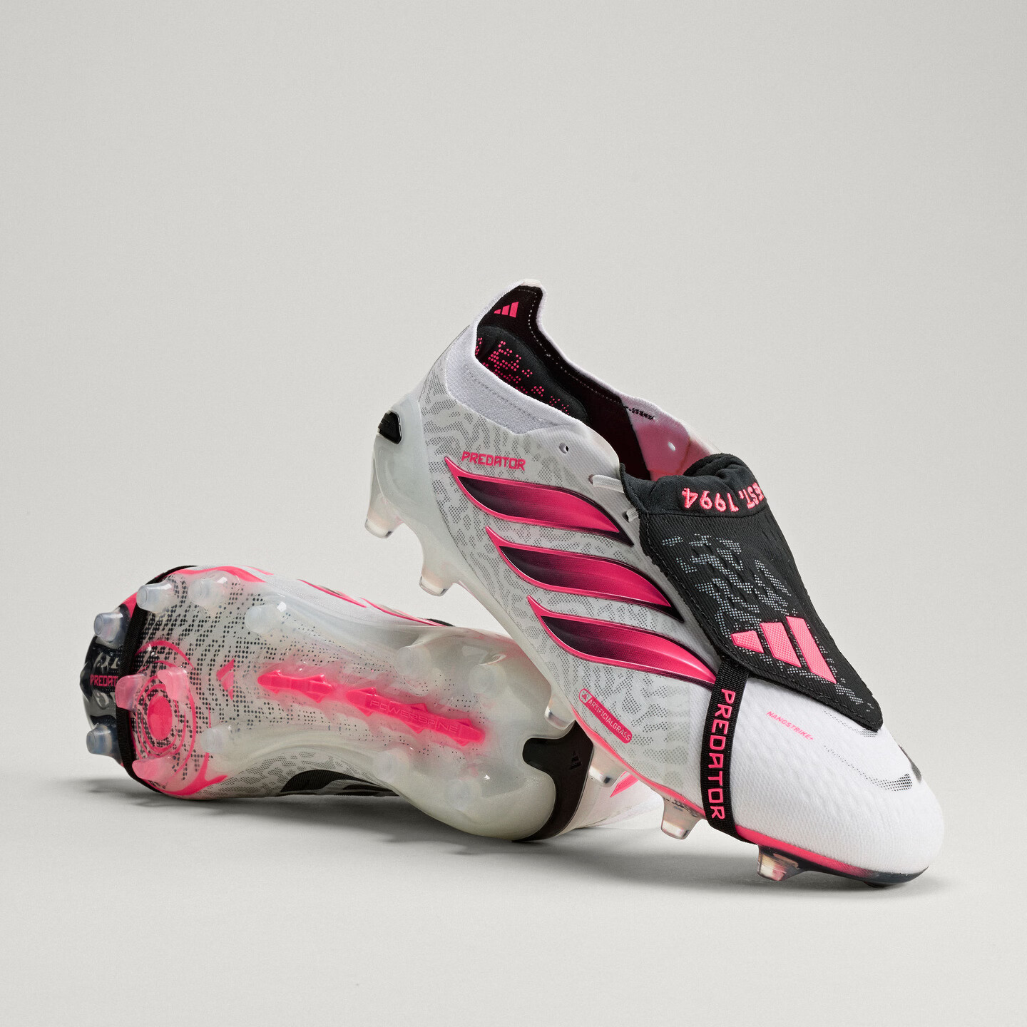 adidas PREDATOR ELITE FT AG人造草皮短钉足球鞋男女阿迪达斯 白色/漩涡荧光红/黑色 43
