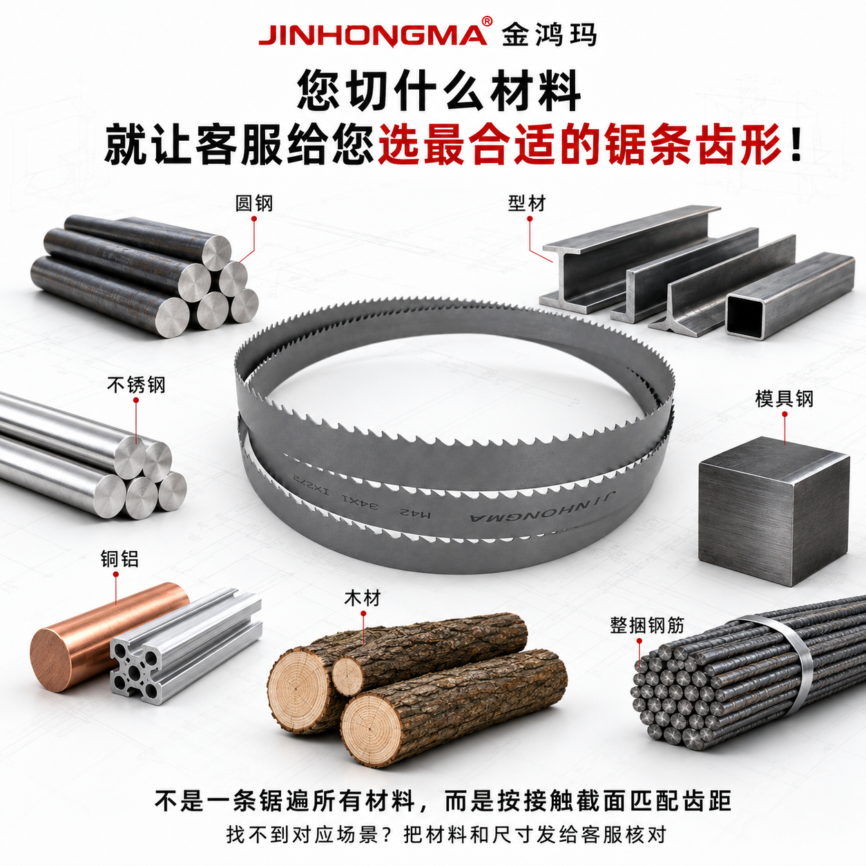 JINHONGMA锯床带锯条3505锯条3350切割圆钢无缝钢管模具钢方钢槽钢扁钢角铁 其它规格联系客服定制 2/3抗拉齿【大齿】