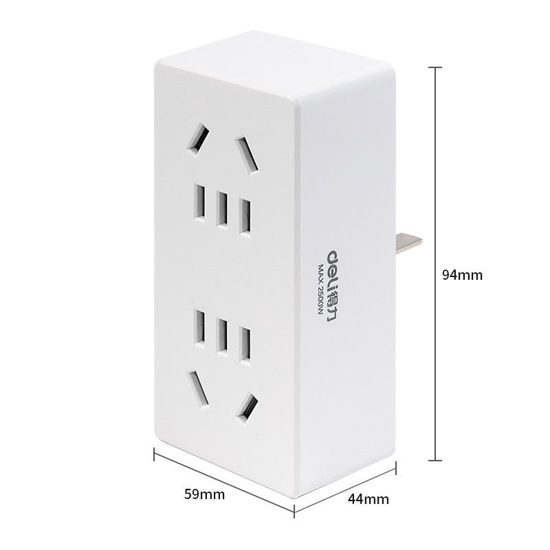 得力（deli）一转二插座/转换插头/插座转换器 2位无线便携插排插线板 33662