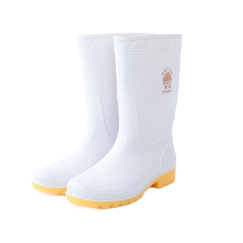 【 免运费】大码白色雨鞋食品厂用白色雨鞋雨靴防滑食品卫生靴防油耐酸碱厨师水鞋 白色食品靴中筒 41