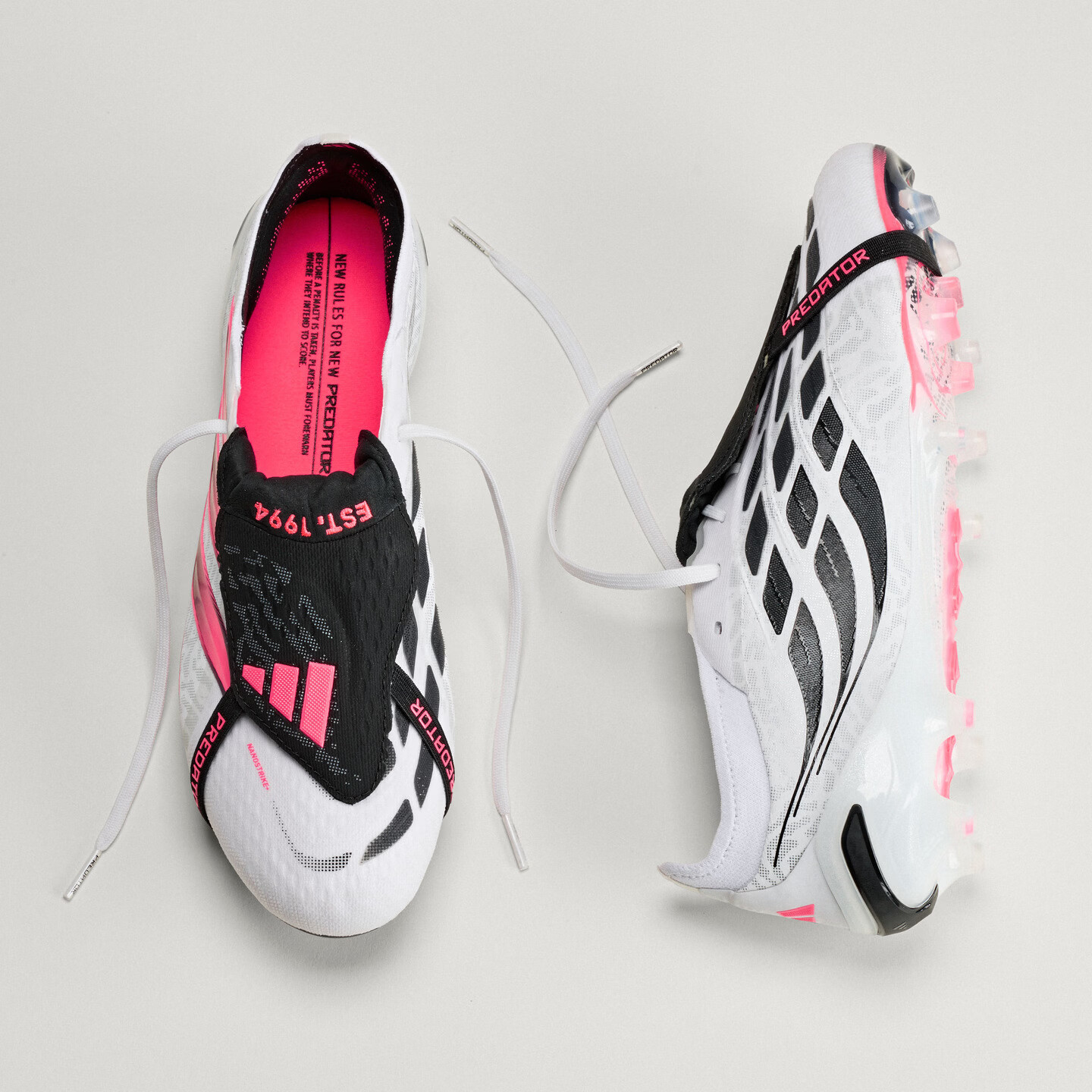adidas PREDATOR ELITE FT AG人造草皮短钉足球鞋男女阿迪达斯 白色/漩涡荧光红/黑色 43