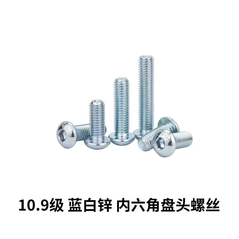 腾驰（CT）10.9级 蓝白锌内六角盘头螺丝高强度盘头机丝螺栓M5x12[200个/包]