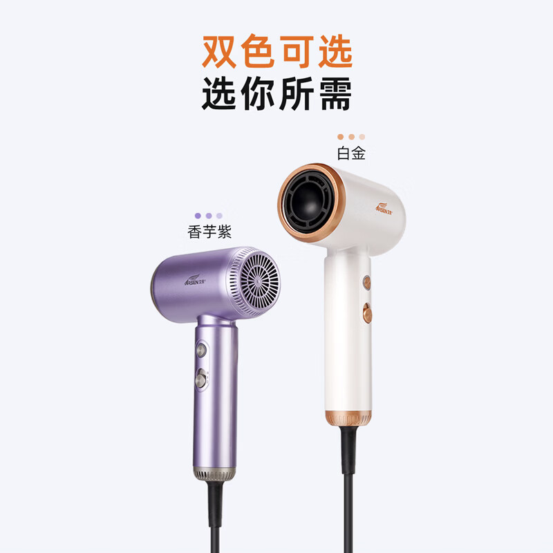 艾信高速护发吹风机大功率1500W家用负离子强力静音速干电吹风筒商务旅行便携电风吹 高速护发吹风机 白金（含风嘴）【大功率强力静音】