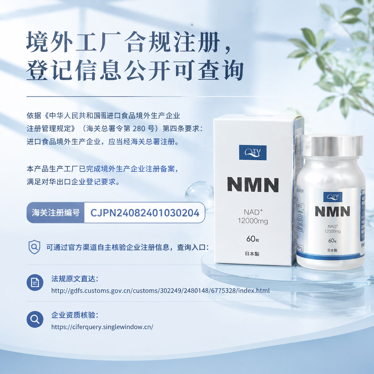 QTY肠溶胶囊NMN 诺云生物原料 硬核溯源 12000mg 三瓶装 60粒*3