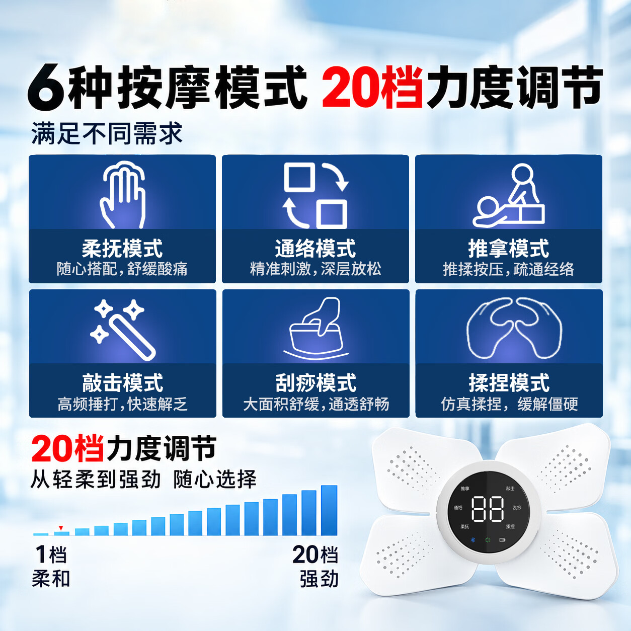 飞脉理疗仪电脉冲按摩仪低中频电疗颈椎腰椎肩颈多功能便携经络仪家用 基础款丨主机*1+2头贴片*1【赠四头贴片*1】