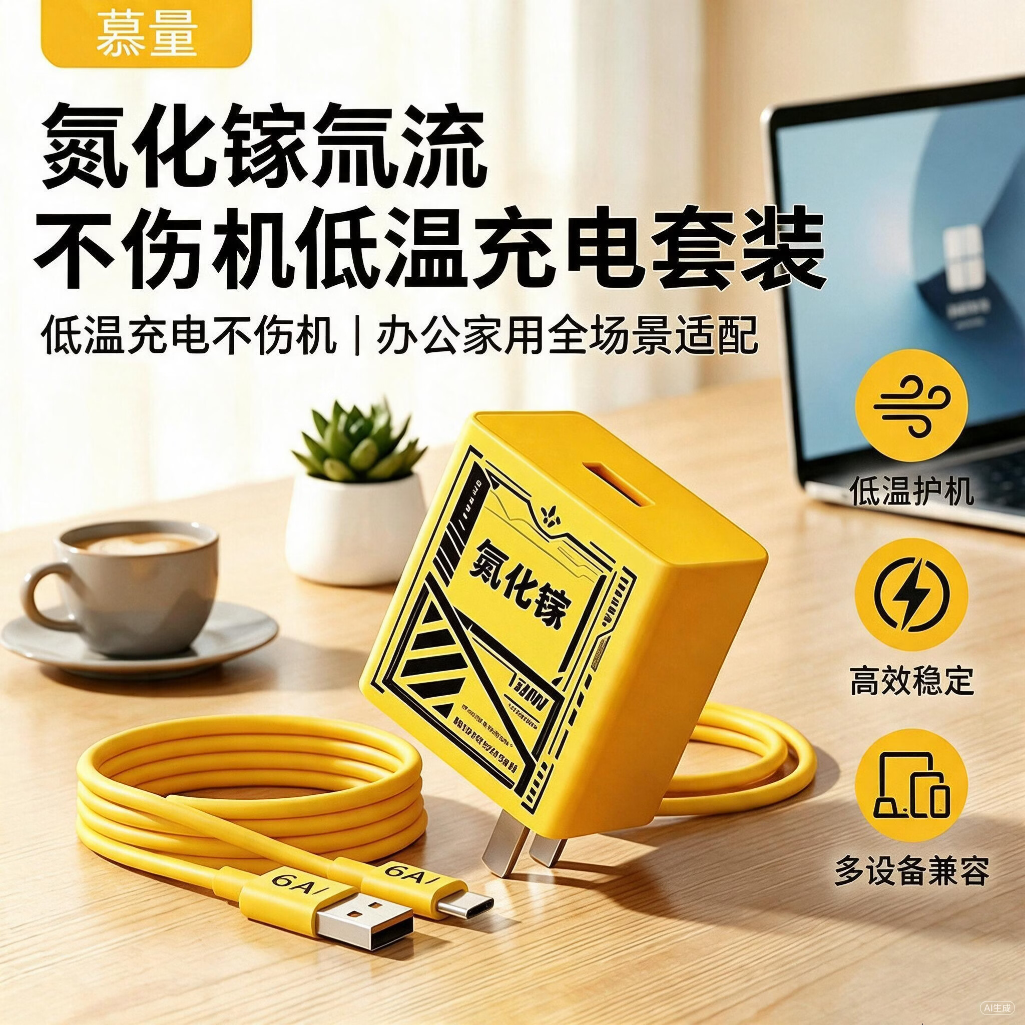 慕量【爆款】氮化镓充电器适用于华为荣耀/OPPO机型快速充电头线安卓typec套装 【套装】氮化镓快充头+1.5米数据线(包含运费险)
