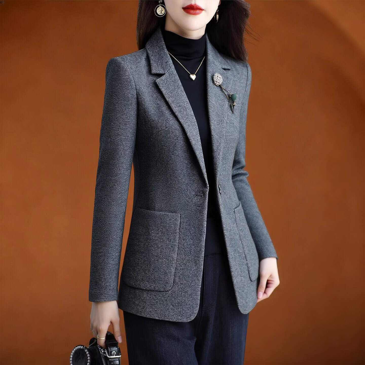 香影芬早秋小西装外套女士春秋2026新款妈妈气质贵夫人品牌西服洋气上衣 灰色 XL 建议116-125斤 京东折扣/优惠券