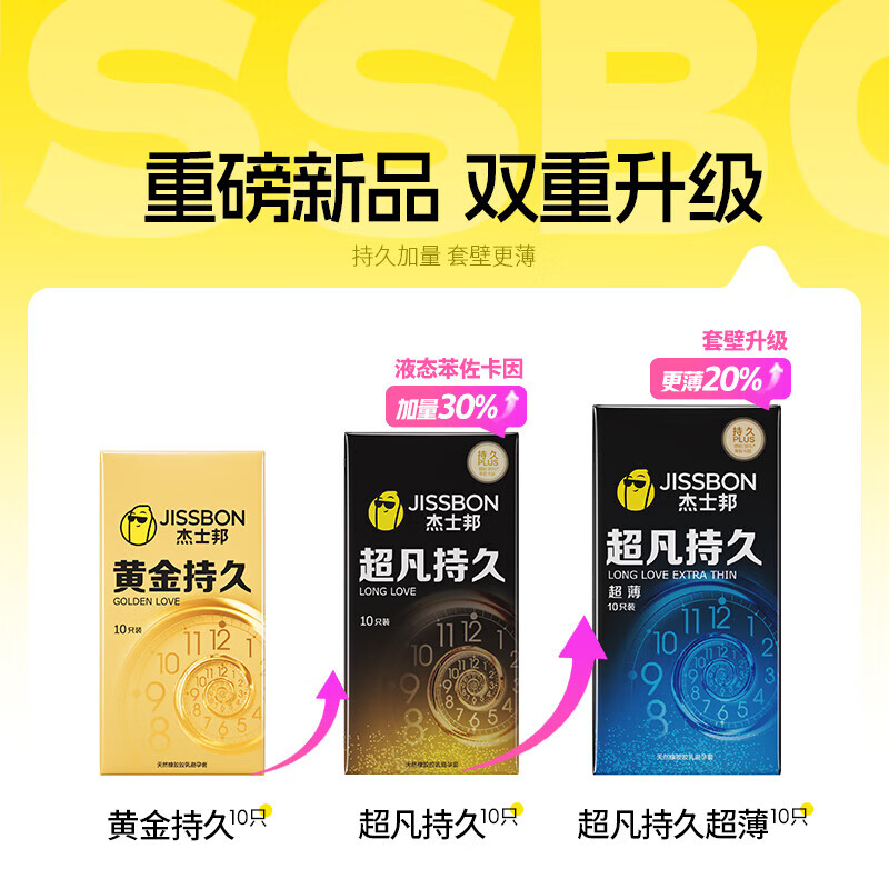 杰士邦超凡持久003超薄延时避孕套安全套持久男专用防敏感套byt 【加量更久更薄-纯10只】超凡持久超薄组