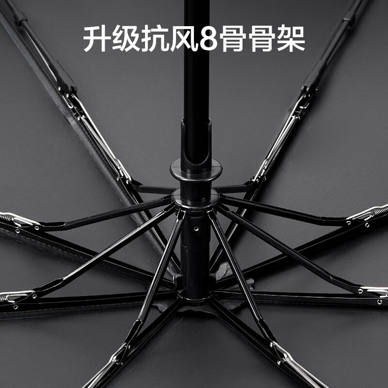 惠寻 京东自有品牌 8骨全自动雨伞 晴雨两用遮阳黑胶伞  黑色