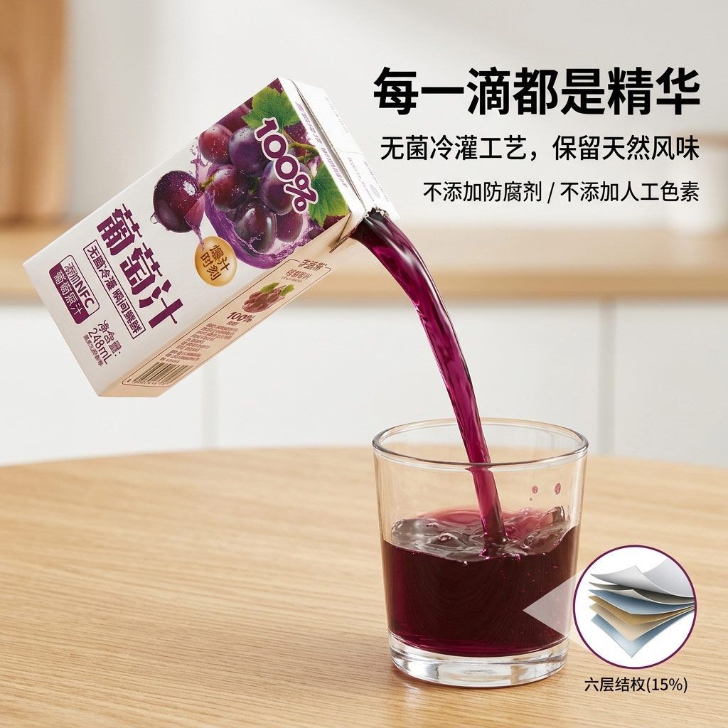 禾丰光华&享益添 NFC 葡萄汁鲜果冷榨原汁原味果味浓郁户外便携聚会送礼 葡萄汁248mL*10盒