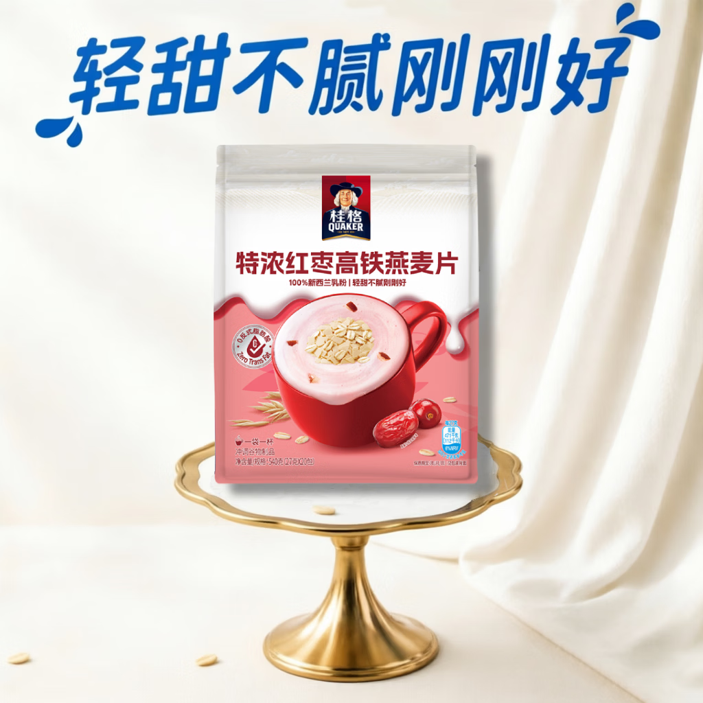 桂格（QUAKER）特浓红枣高铁燕麦片540g （27g*20袋）营养早餐