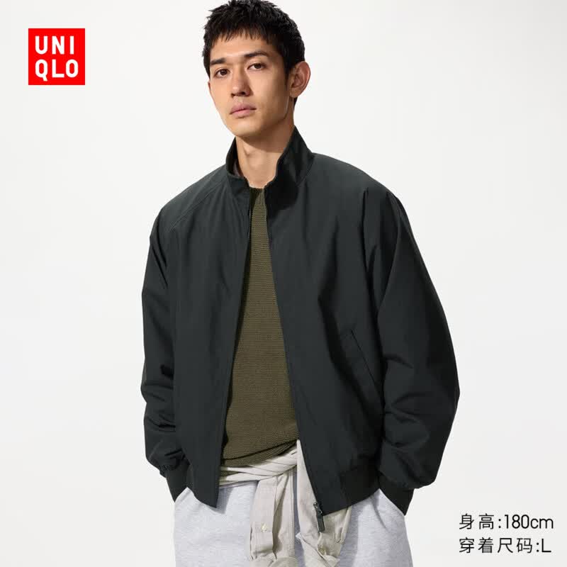 优衣库哈灵顿茄克男装女装/外套夹克26春夏新款484610 487318 484610/09黑色 XS
