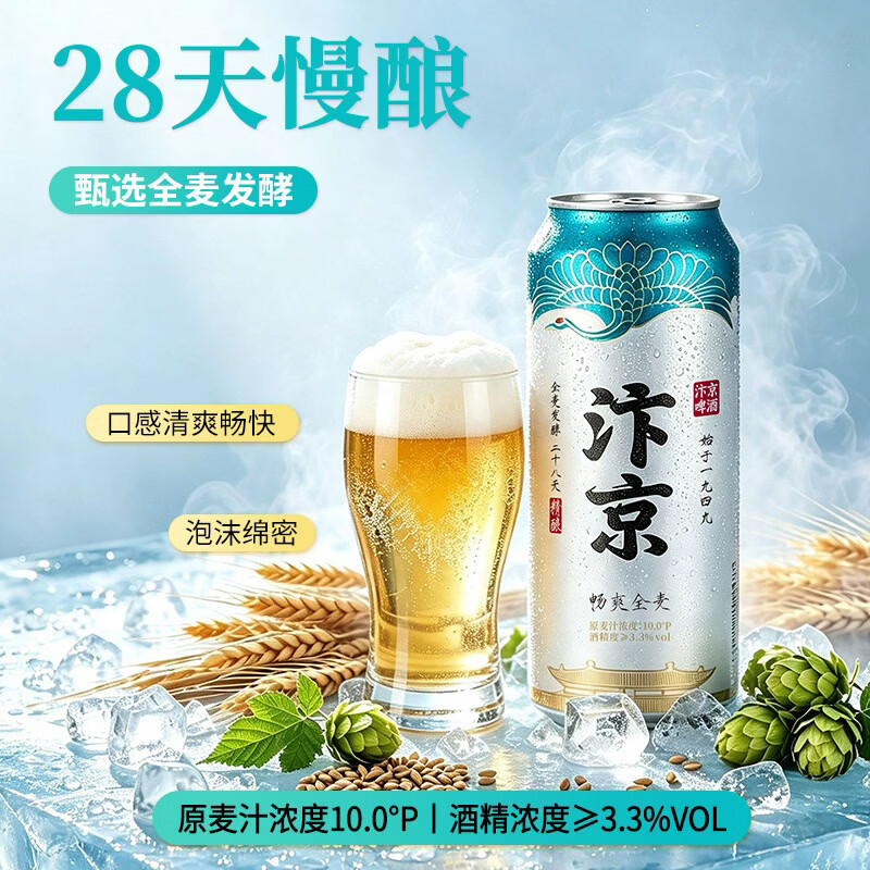 汴京全麦芽精酿啤酒 河南国产啤酒 送礼可选精酿原浆和精酿白啤 畅爽全麦 500mL 12罐 整箱装
