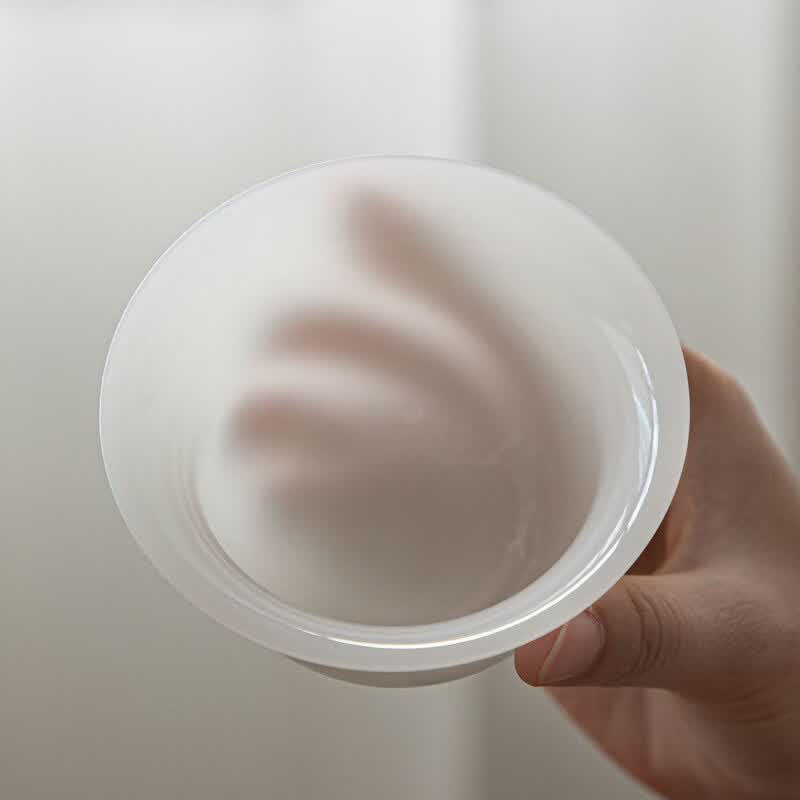 冰种玉瓷悬停盖碗单个璞玉茶杯会客送礼透亮不烫手易清洗 如意盖碗150ml【精美礼盒装】