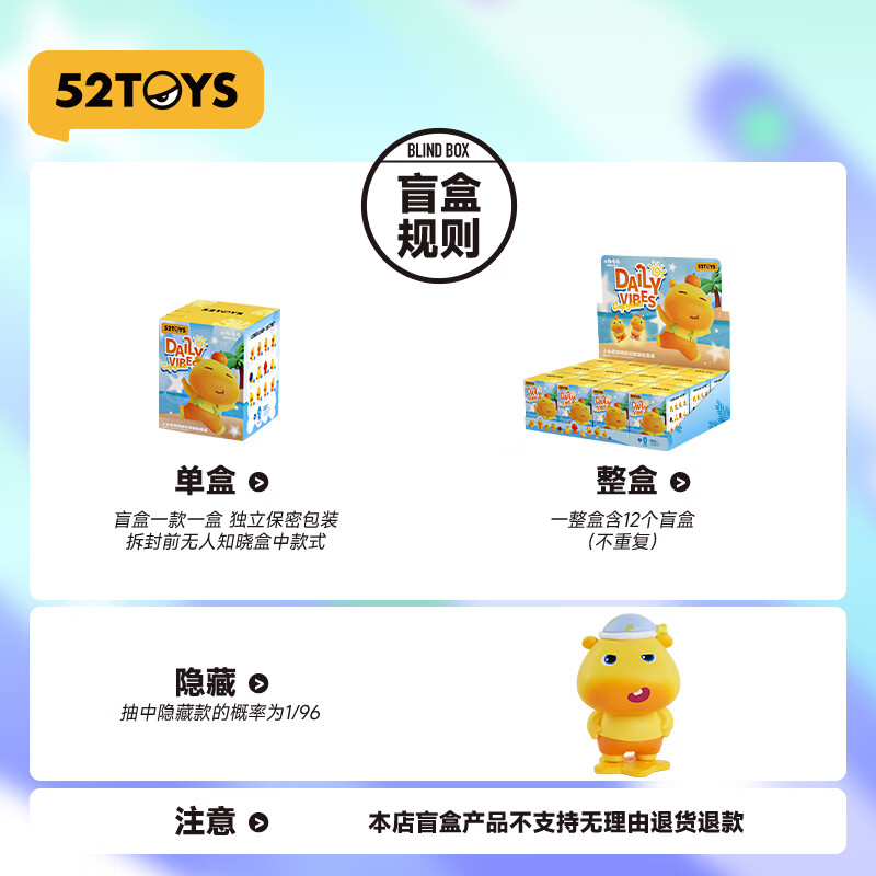 52TOYS小水豚噜噜的日常萌粒盲盒潮玩动漫玩偶手办男生女生生日礼物 端盒(内含12只 不重复 抽隐藏)