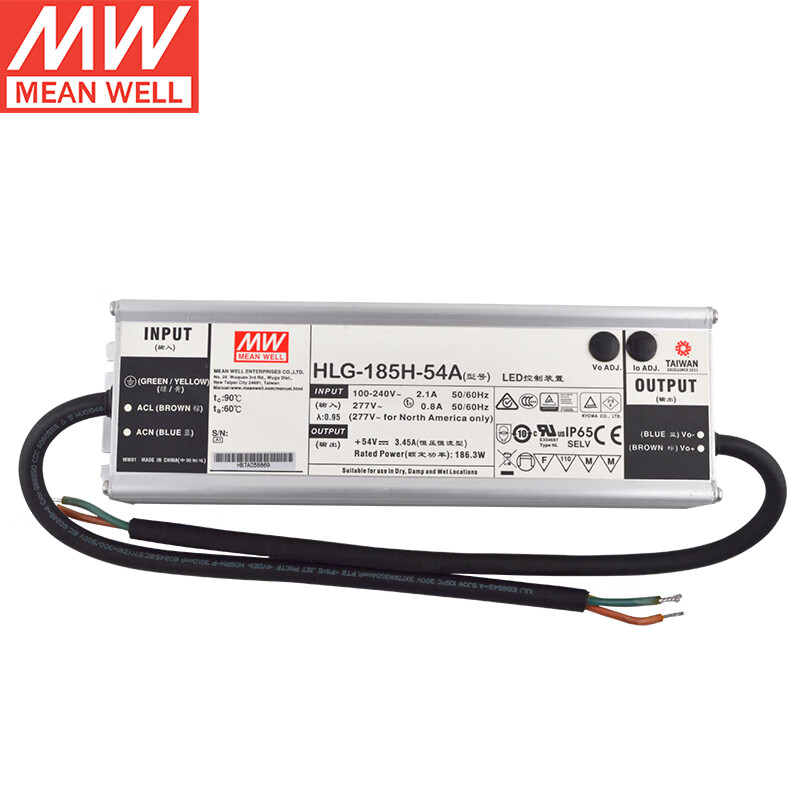 明纬(meanwell)hlg-185h-54a 恒流恒压防水led明纬电源54v3.45a