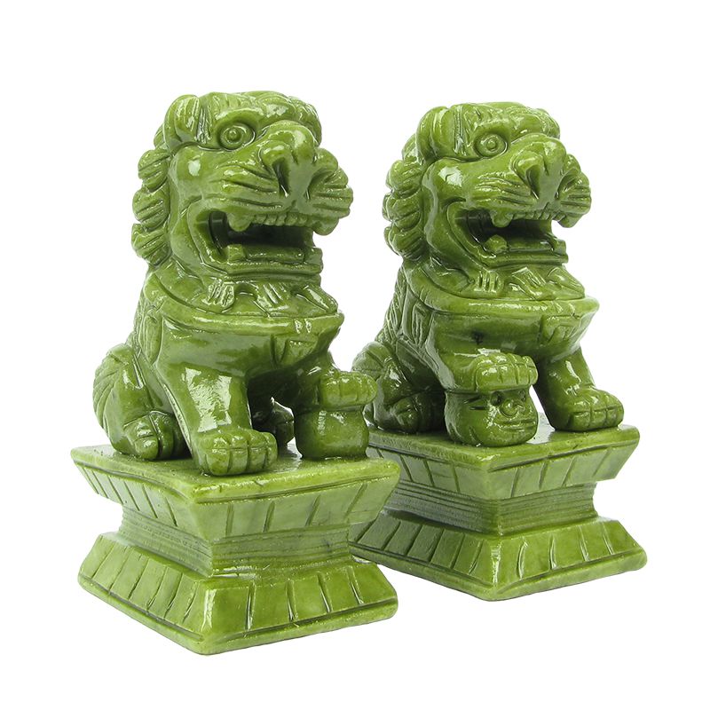 狮子一对大门家用石头门口庭院门墩石雕狮子小号摆件 青狮子高11cm1对
