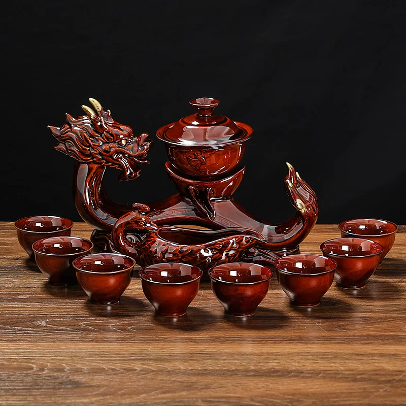 珍力马到成功陶瓷功夫茶具套装轻奢高档马造型生肖茶壶泡茶神器家用 灰龙