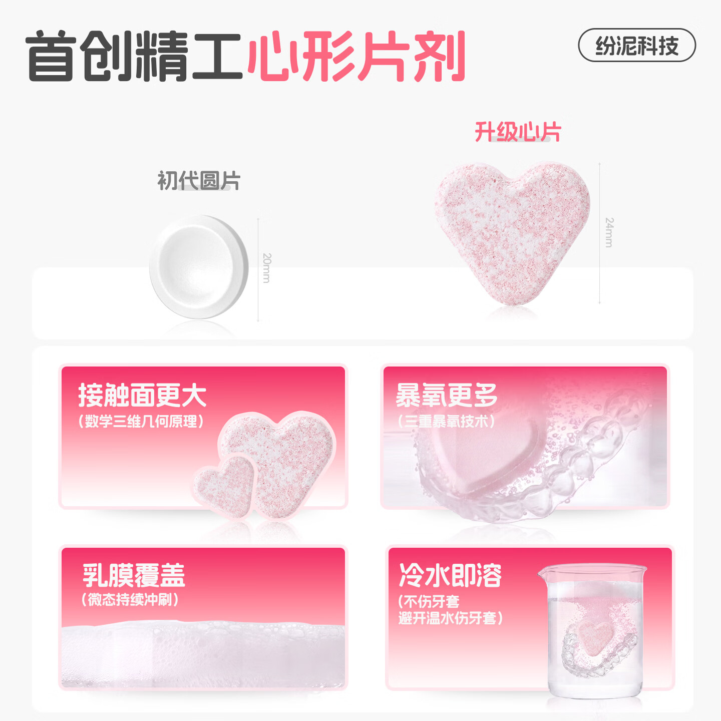 nikiso青少年正畸清洁片矫正牙齿牙套泡腾片保持器隐形牙套清新果味 30片/盒【玫瑰柚子味】