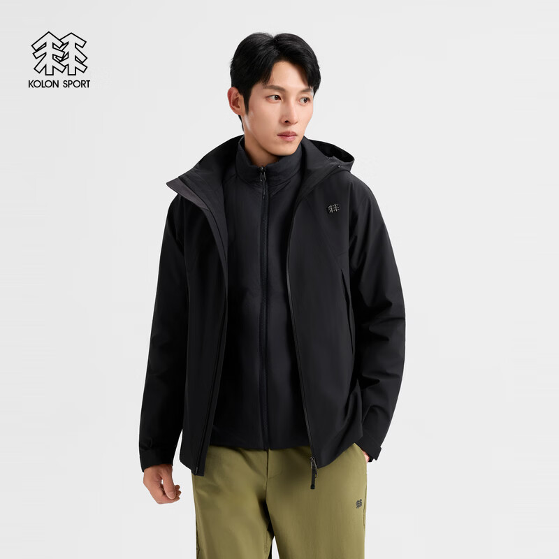 KOLON SPORT/可隆户外冲锋衣 防泼水防风P棉三合一男士棉服三合一