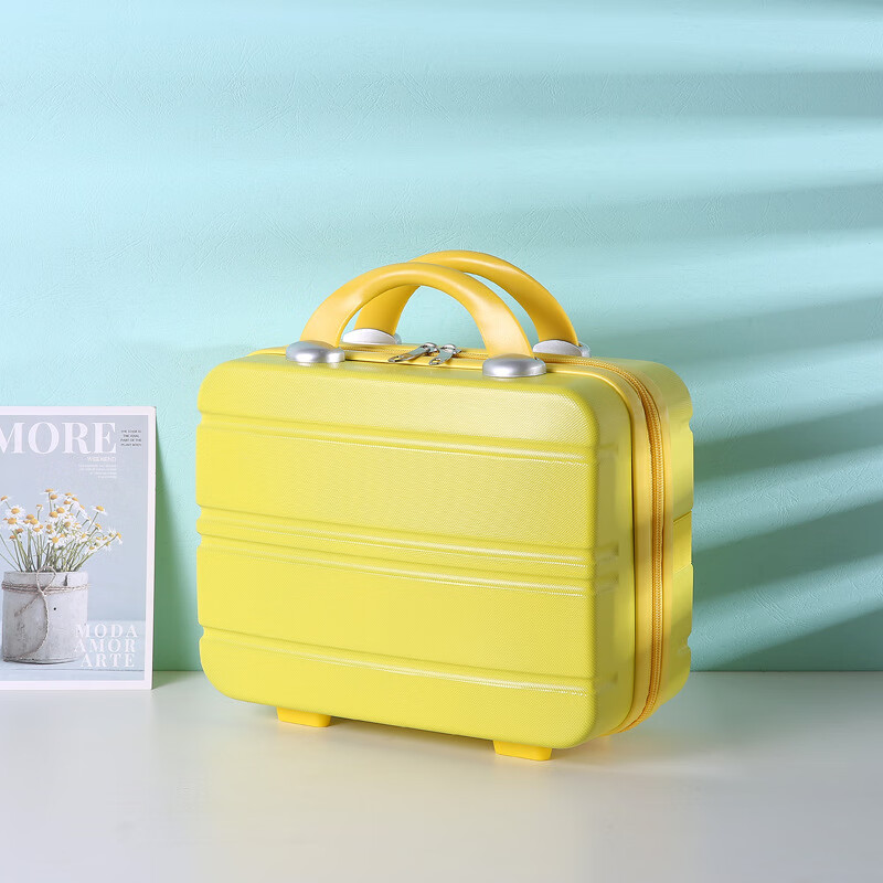 【优选】2023新款手提箱行李箱化妆箱14寸密码箱儿童伴手礼品箱可 黄色（1个装） 14寸