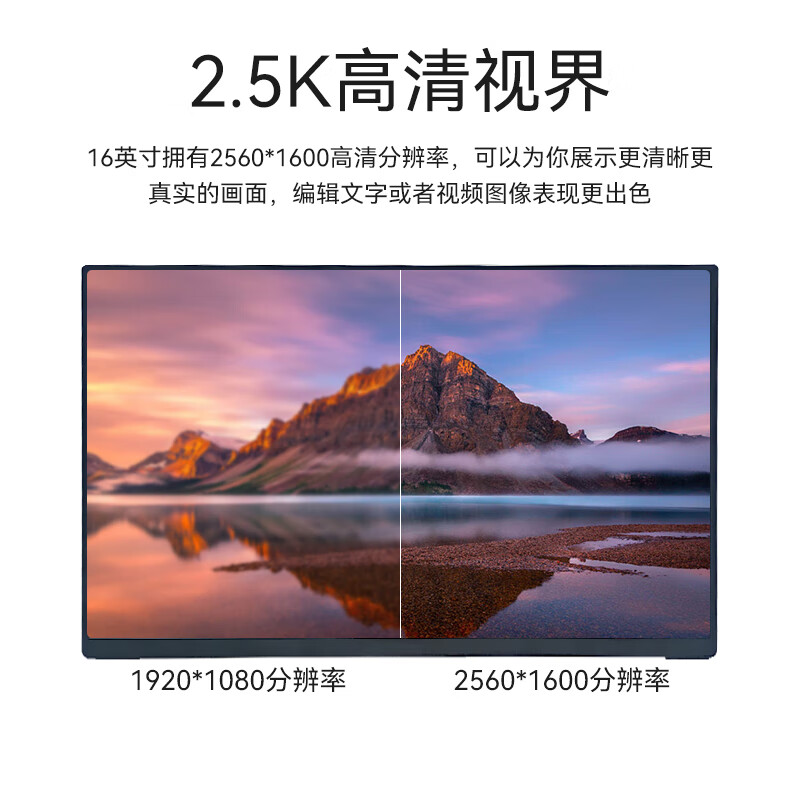 闪跑侠便携显示器屏2.5K便携屏IPS屏幕144HZ手机PS5/4笔记本办公外接便携式电脑显示屏电竞游戏扩展副屏 【2.5K+60Hz】16英寸办公推荐/磁吸皮套