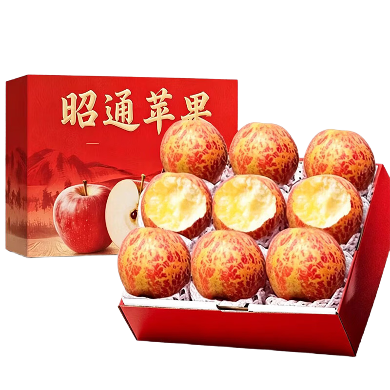 当季云南昭通丑苹果冰糖心甘甜多汁肉厚脆爽产地直销产地大果包邮 带箱1斤净重0.7斤中果70mm