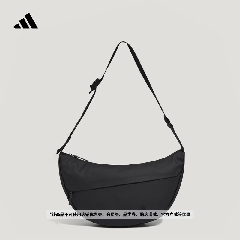 adidas实用多口袋通勤休闲单肩斜挎包腋下包男女阿迪达斯轻运动   黑色   NS(均码)