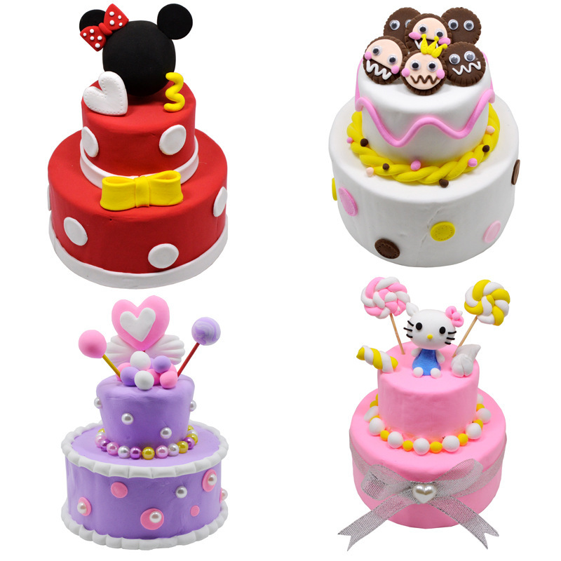 儿童蛋糕杯玩具 diy手工制作超轻粘土彩泥橡皮泥仿真蛋糕套装玩具爱心