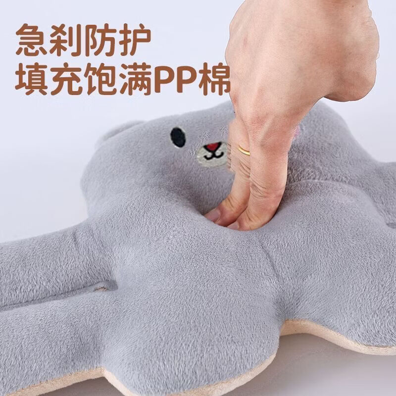 CRHMMFLF电动车宝宝防撞头儿童座椅防撞玩偶保护电瓶车头垫防前置婴儿头枕 灰色多功能小熊防撞垫 螺丝固定 3岁-6岁